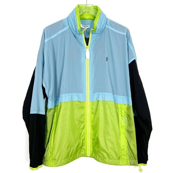NWT Opening Ceremony Jacket Mens L Blue Green Black Colorblock Nylon Windbreaker - Picture 1 of 15